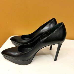 Black YSL Saint Laurent Leather Heels, Size EU 38, US 7.5